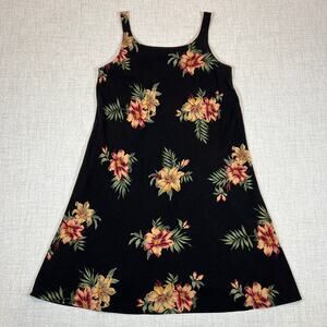 Coldwater Creek Black Slip Dress with Floral Print 90s | Women's 10